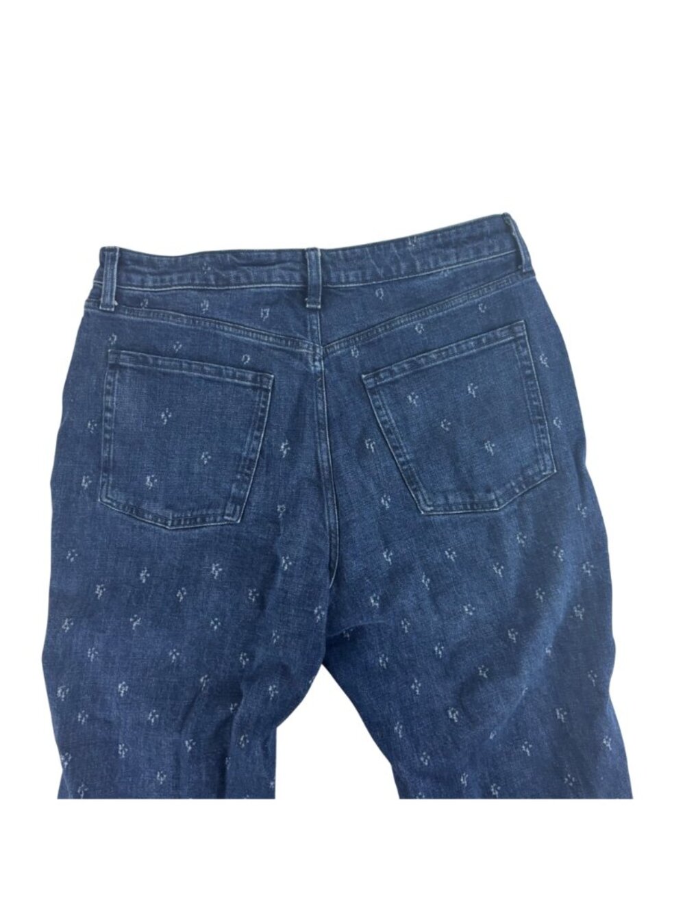 Old Navy Extra Hi-Rise Curvy Straight Jeans Womens 12 Blue Denim With Floral Emb - Picture 7 of 10